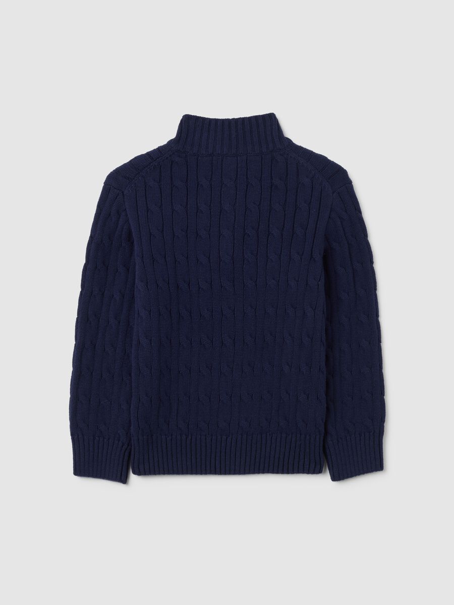Maglione da bambino in puro cotone blu over fit_1