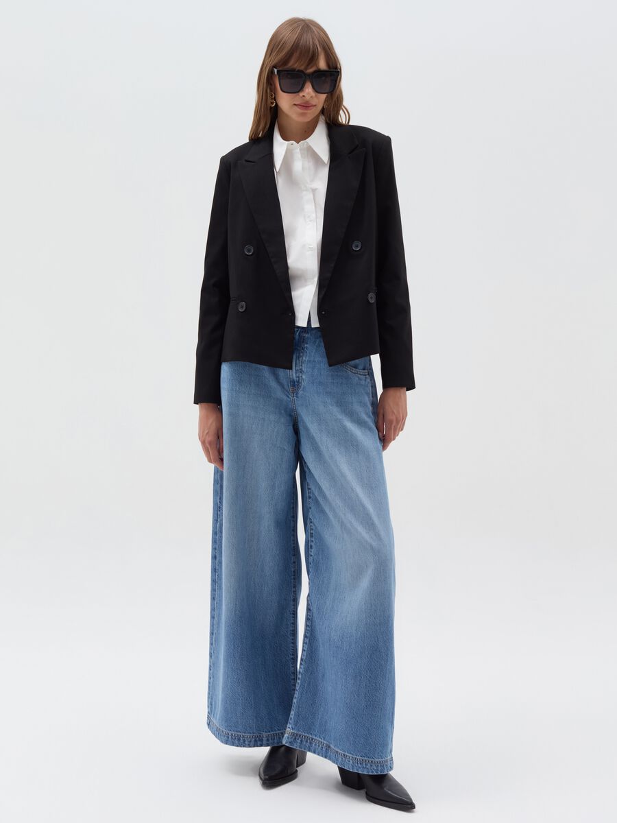 Solid colour double-breasted blazer_1