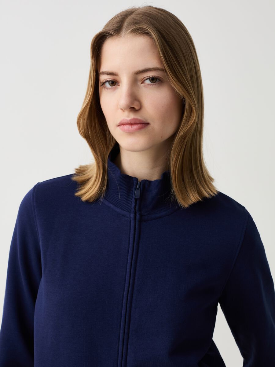 Essential full-zip sweatshirt in fleece with high neck_1