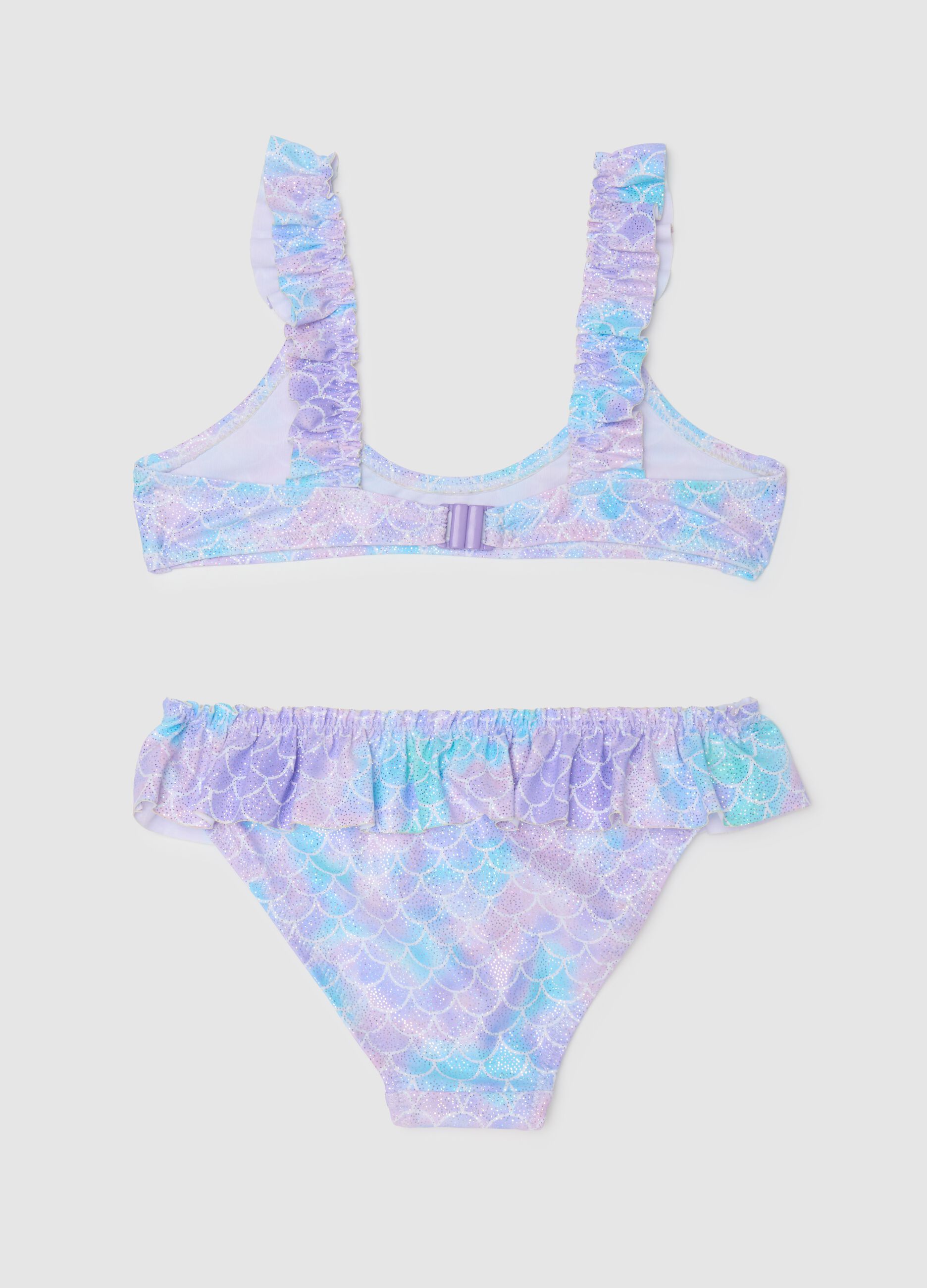 Multicoloured Girls' Bikini with Ruffles