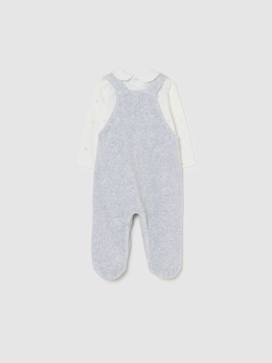 Newborn multicolour cotton blend dungaree and t-shirt set_1