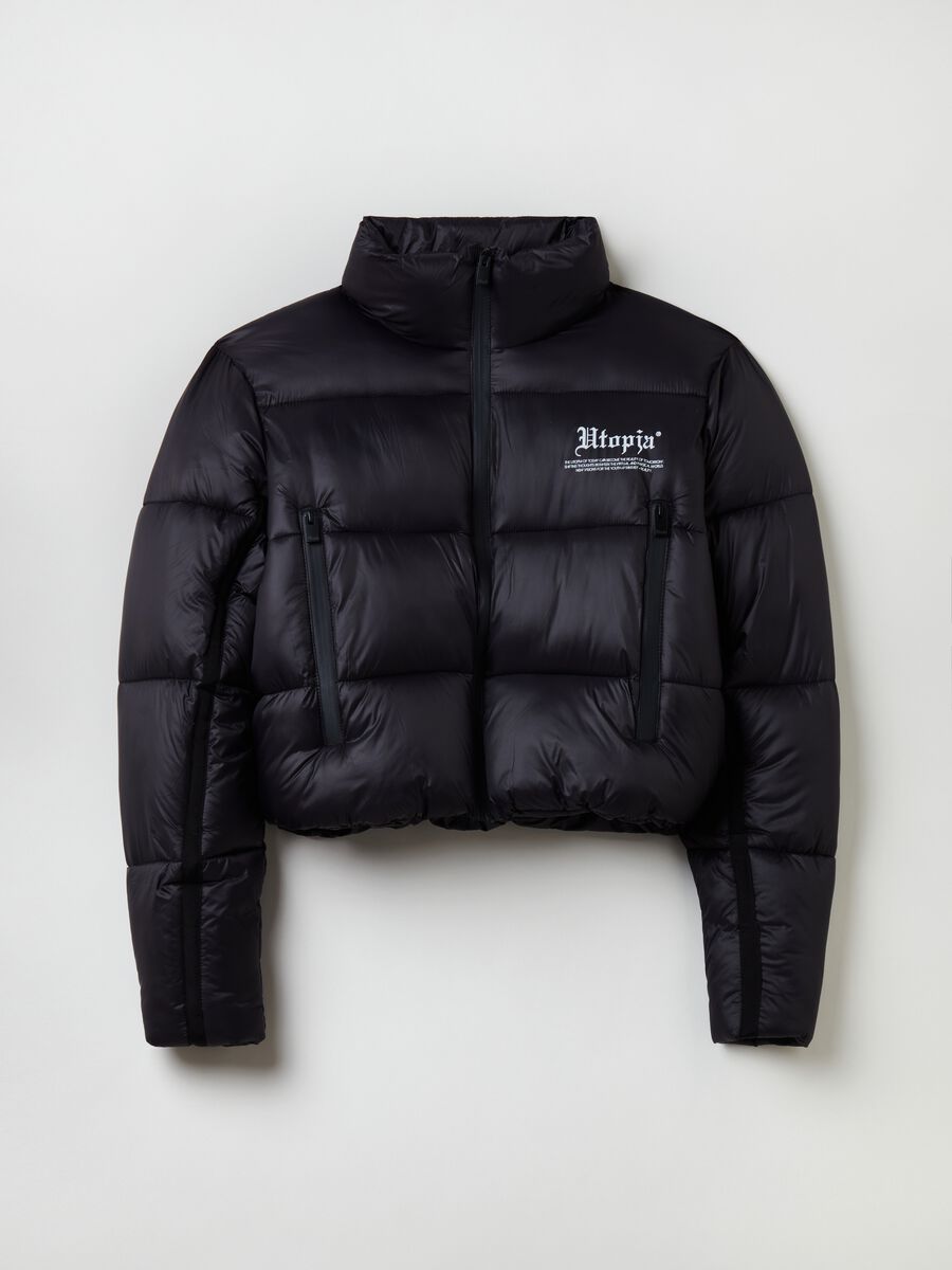 Cropped Technical Puffer Jacket Black_5
