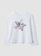 Pink pure organic cotton star-print T-shirt for girls_0
