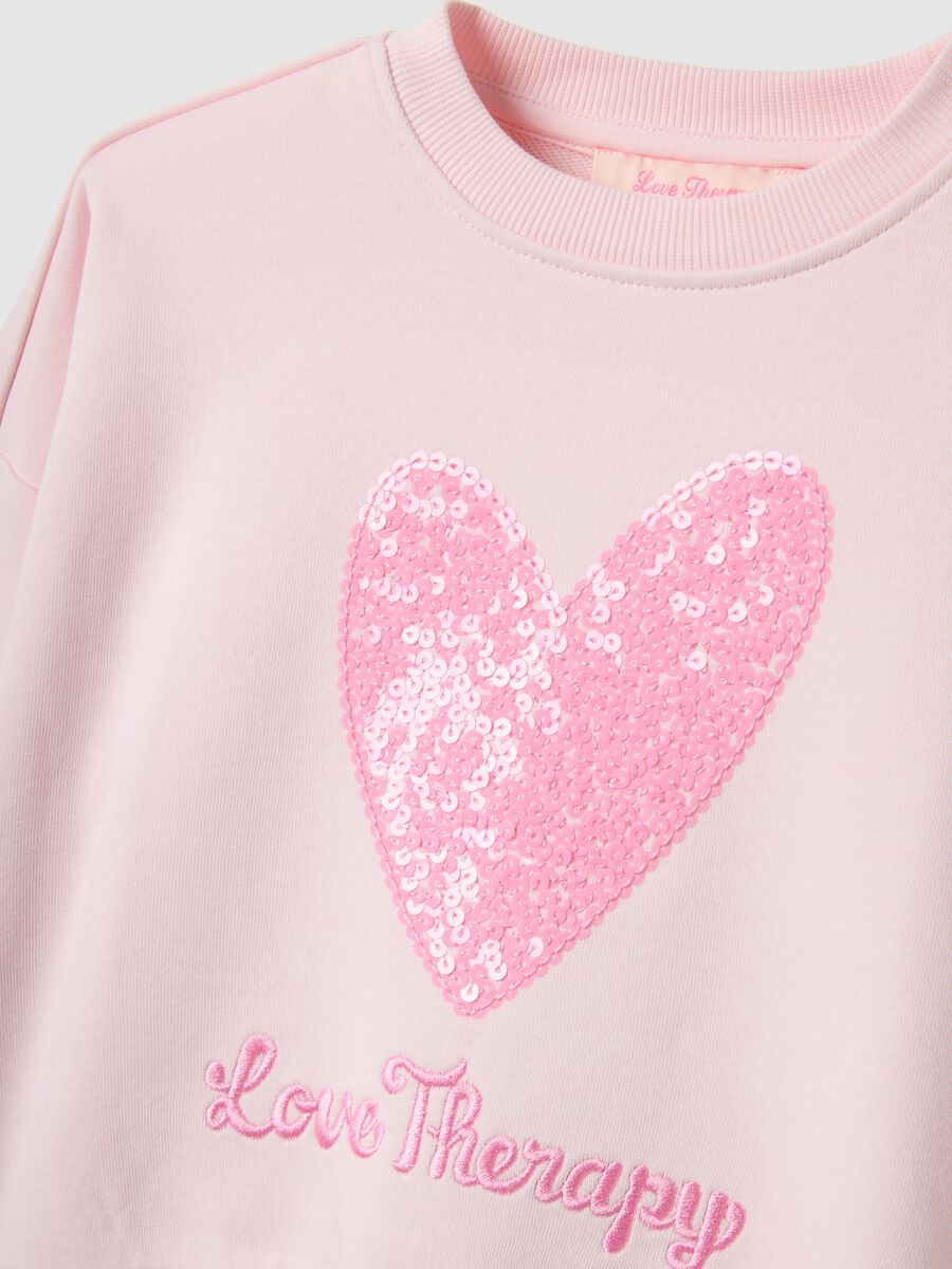 Regular fit pink cotton-blend sweatshirt with heart for girls_2