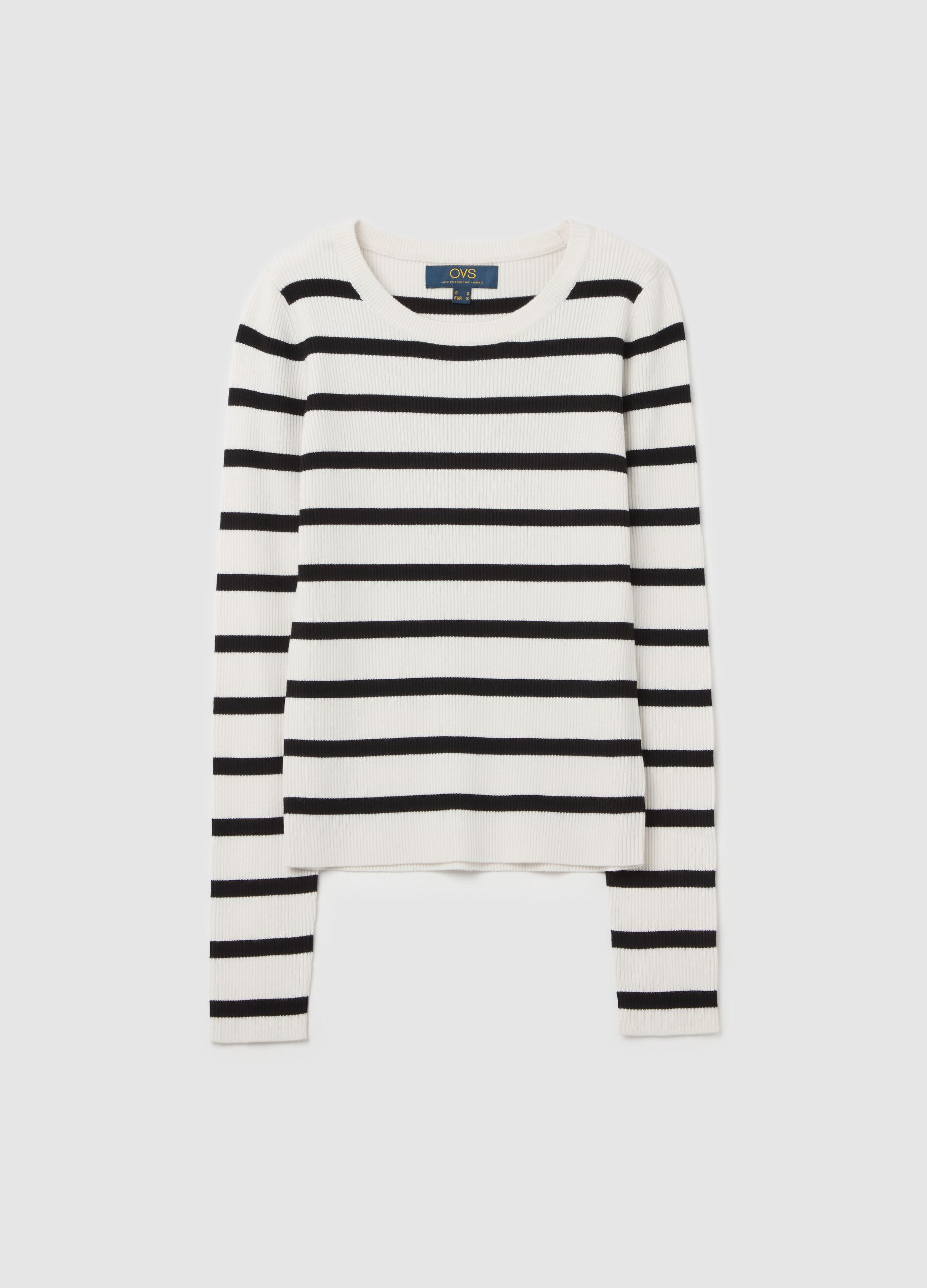 Ribbed top with striped pattern