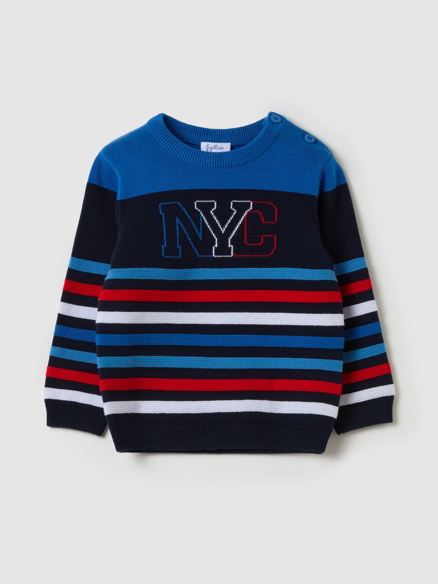 Striped pullover with "NYC" lettering_0