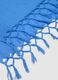 Blue Viscose and Linen Blend Scarf with Fringes_2
