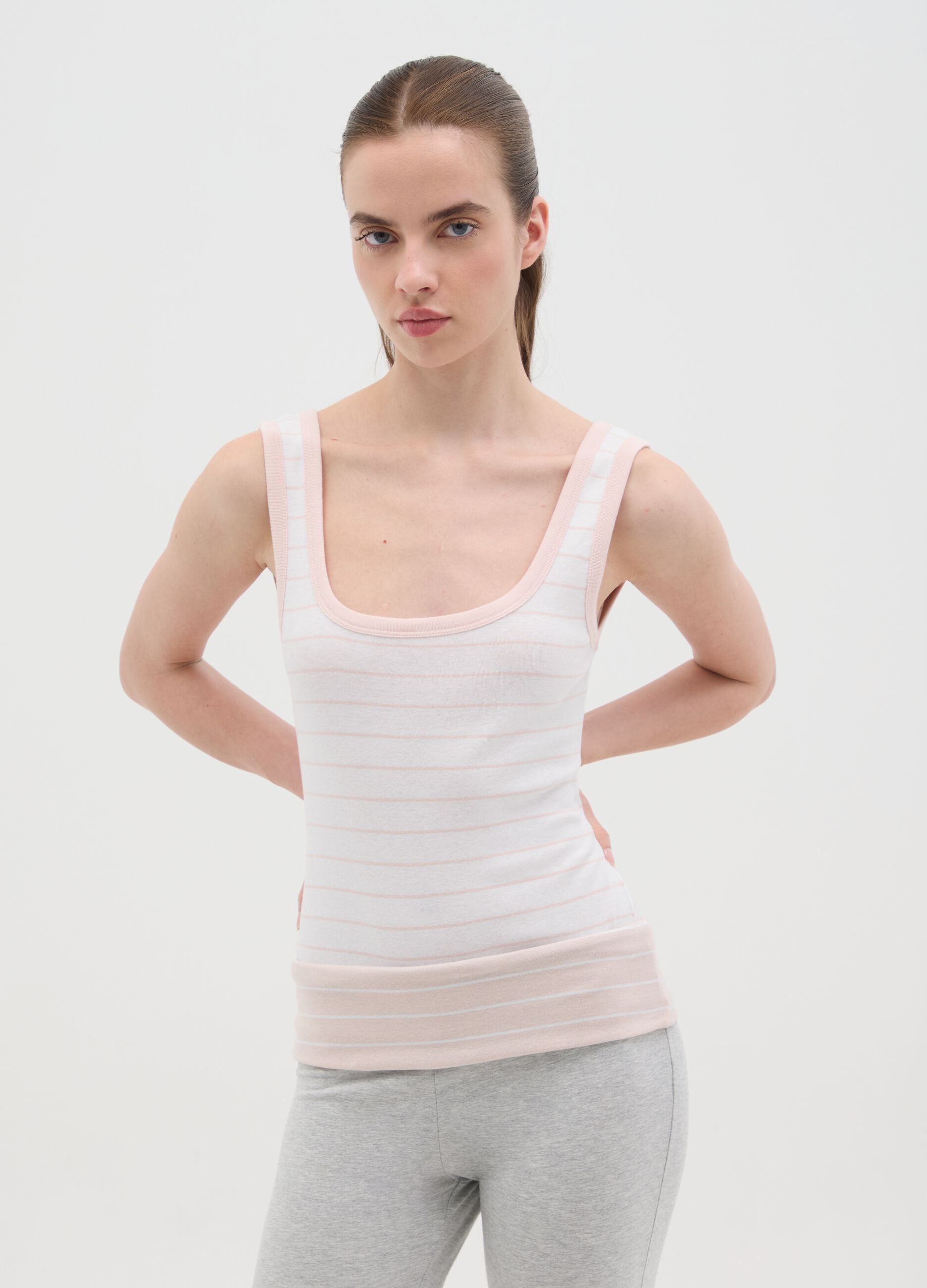 Women's multicolour regular fit pure cotton tank top