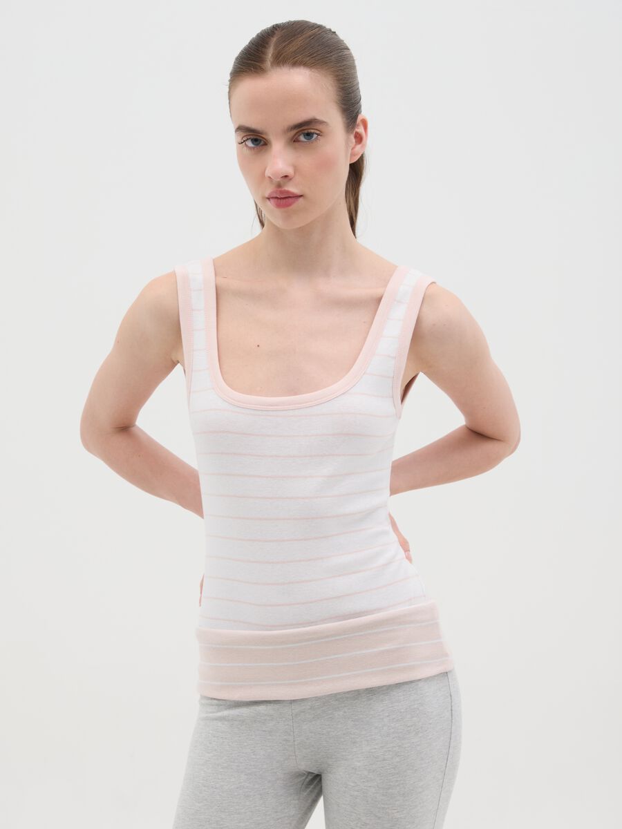 Women's multicolour regular fit pure cotton tank top_0