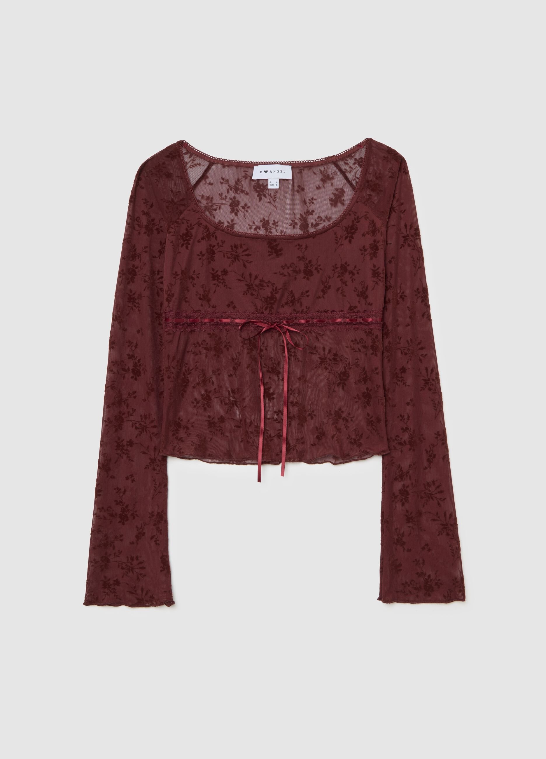 Transparent Long Sleeve T-shirt in Brown