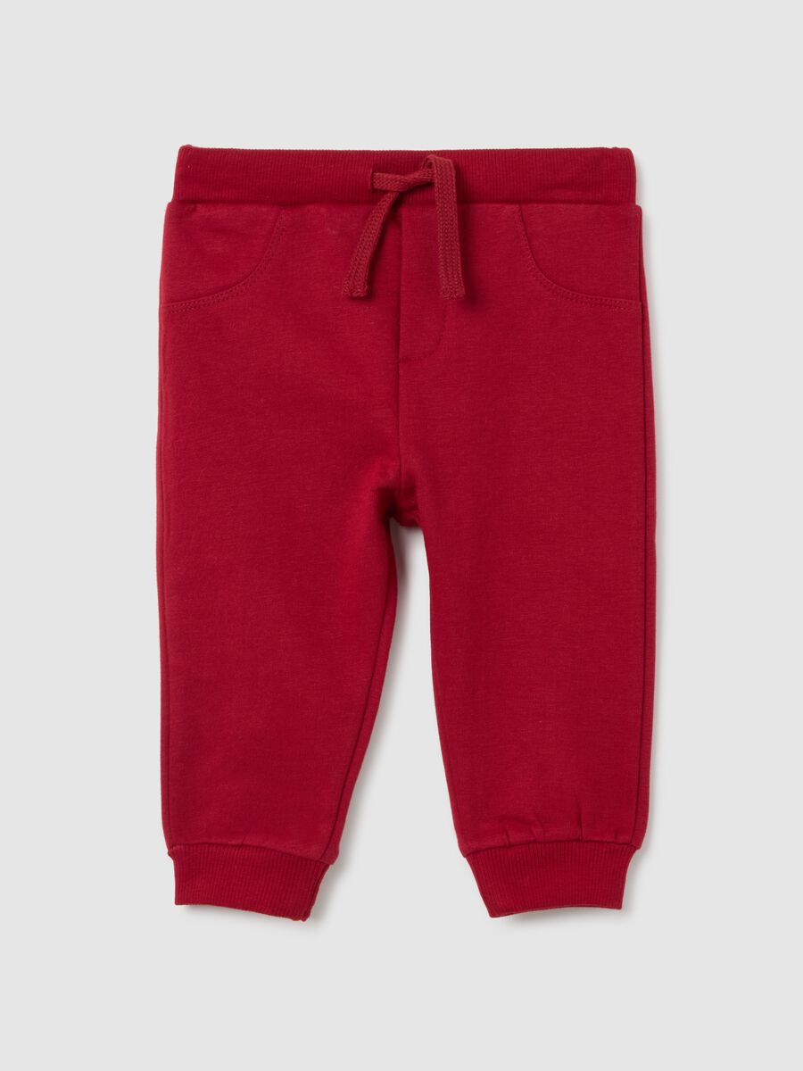 Children's red pure cotton jogger trousers_0