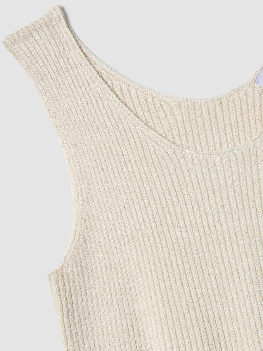 Beige viscose-blend fitted top_5