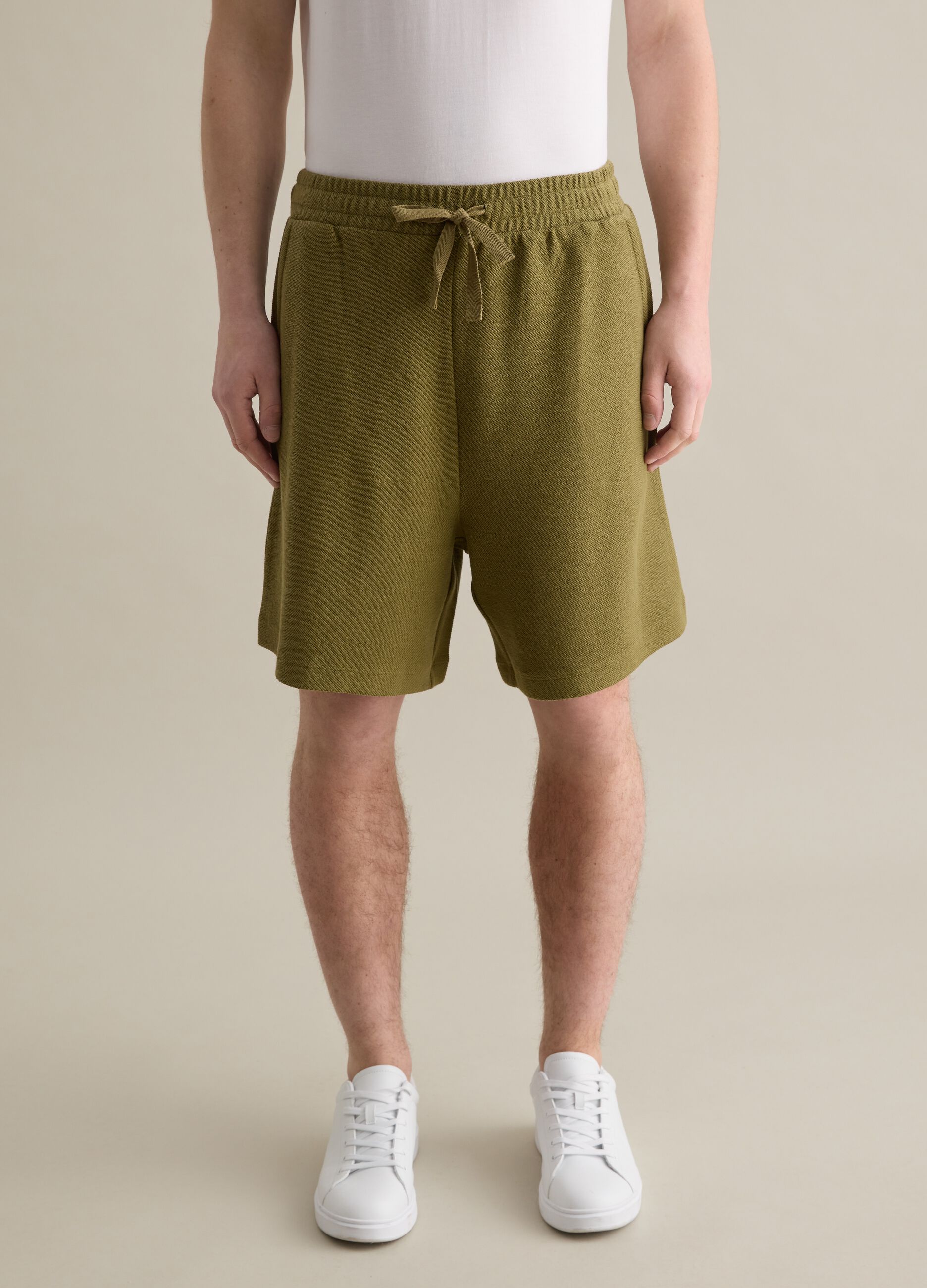 Green cotton Bermuda shorts by Piombo