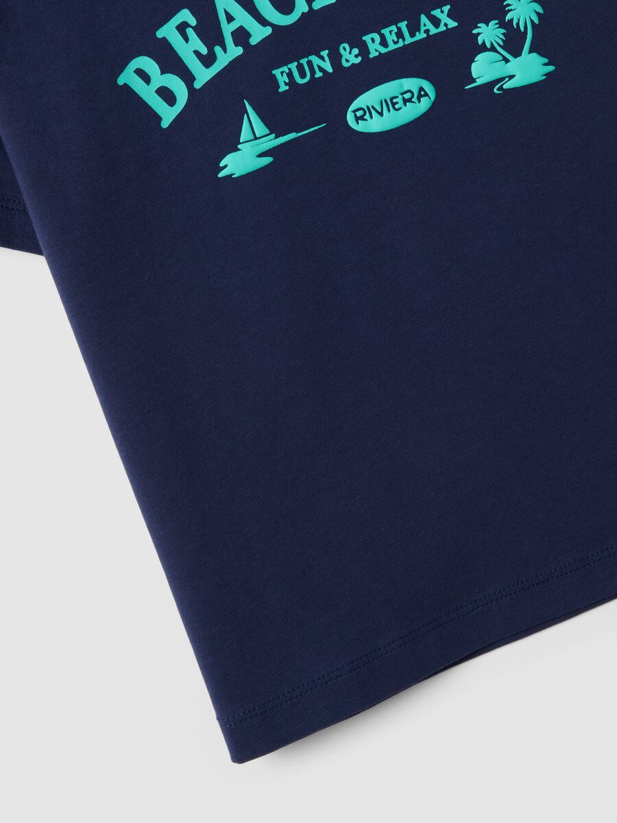 Blue pure cotton T-shirt for boys with print_2