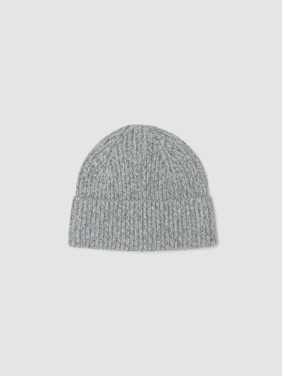 Light grey ribbed knit beanie_0