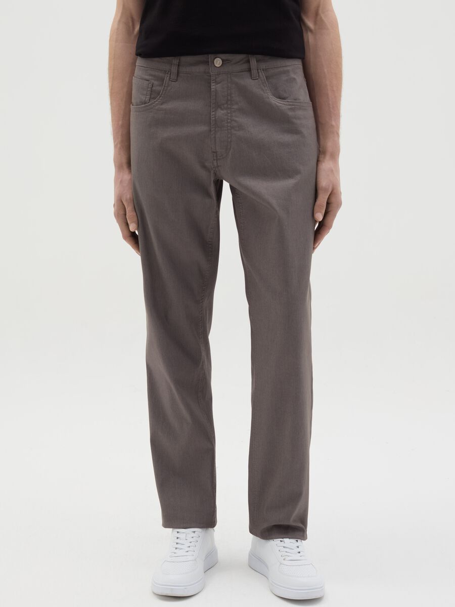 Five-pocket trousers with micro weave_1