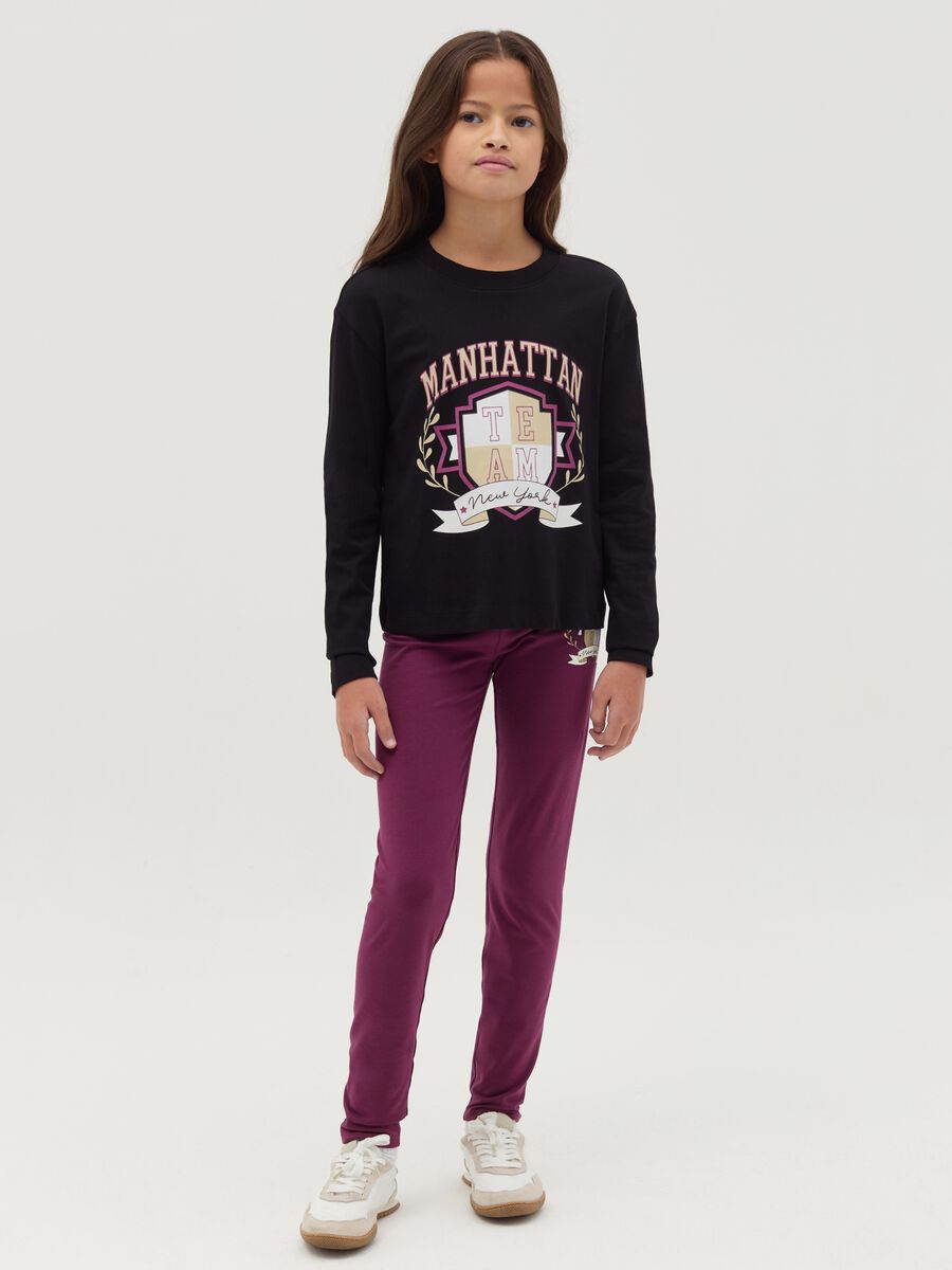 Printed stretch cotton leggings_0