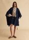 Long blue cotton blend coat with oversized fit_0