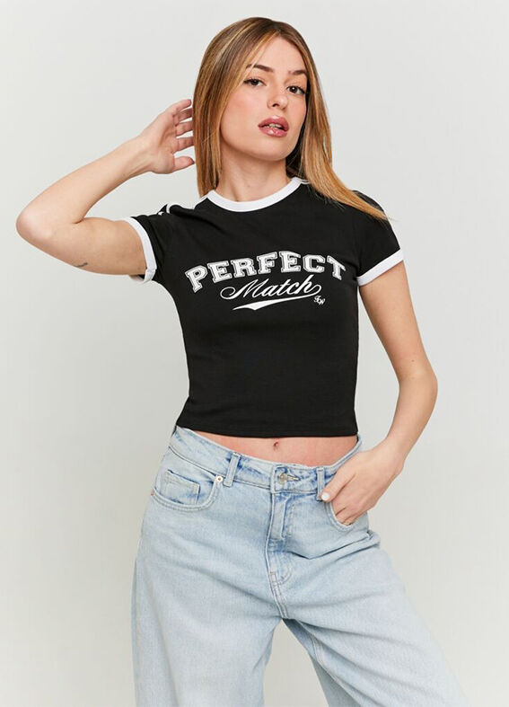 T-shirt da donna in cotone elasticizzato multicolor