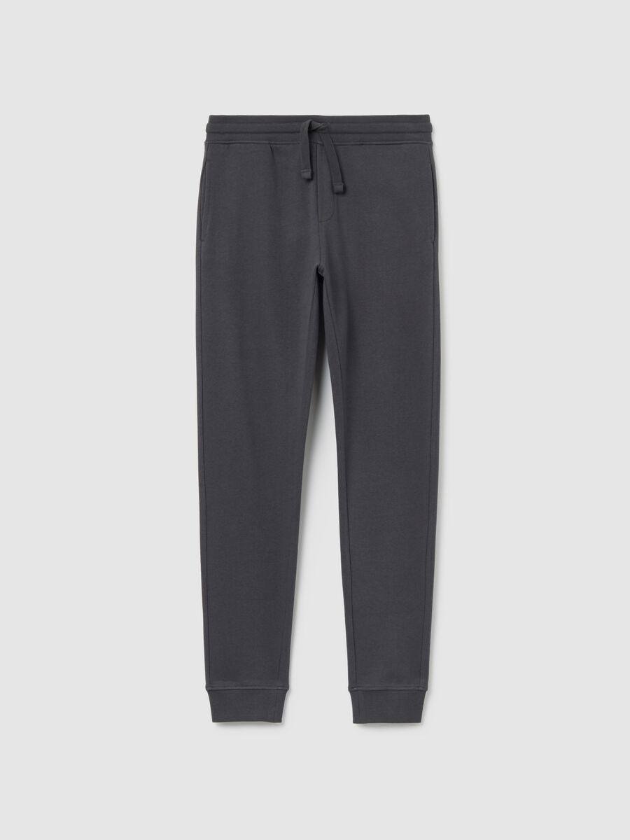 Pantaloni jogger da ragazzo in puro cotone grigio regular fit_0