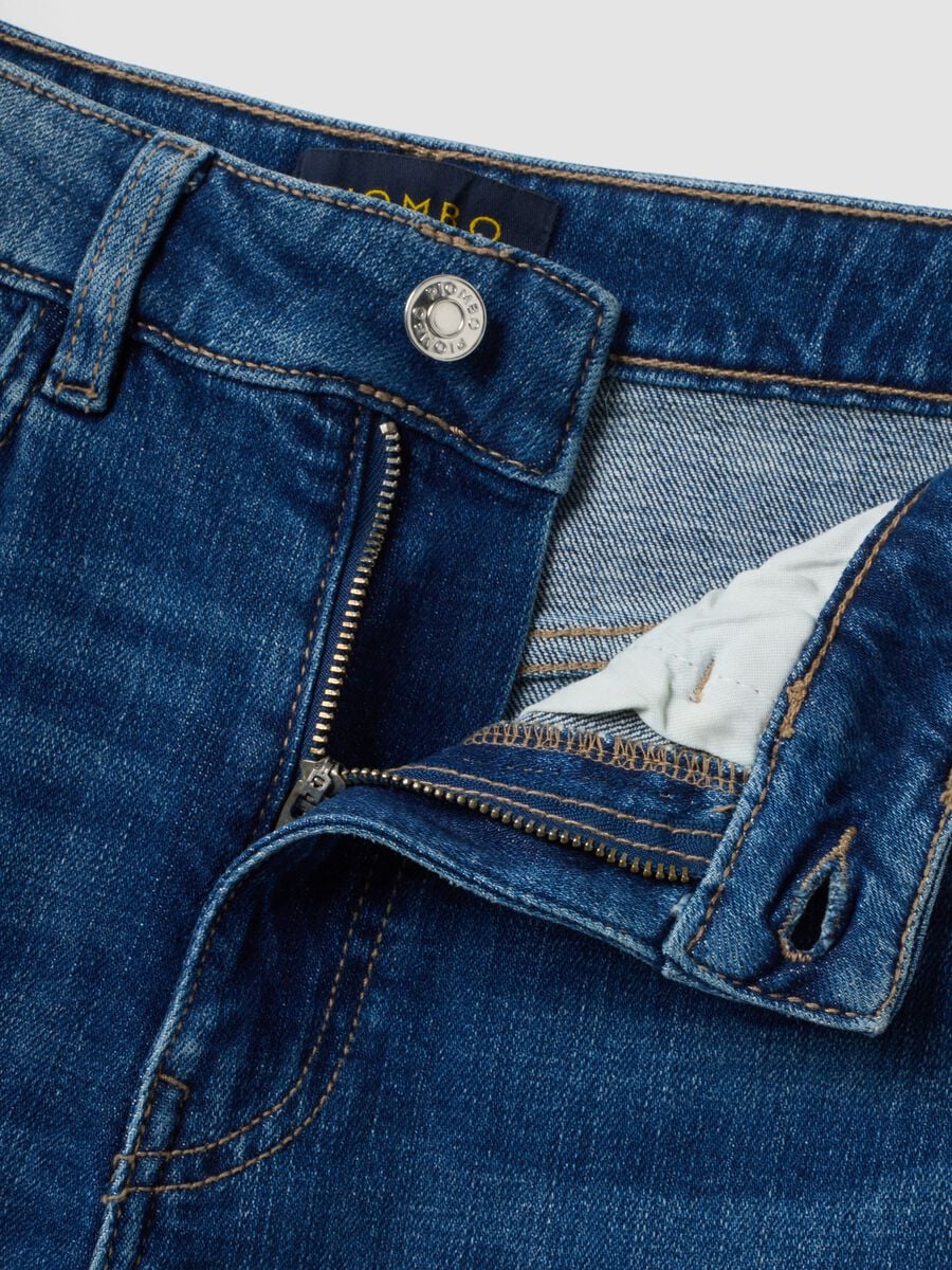 Blue wide-leg stretch cotton jeans_1