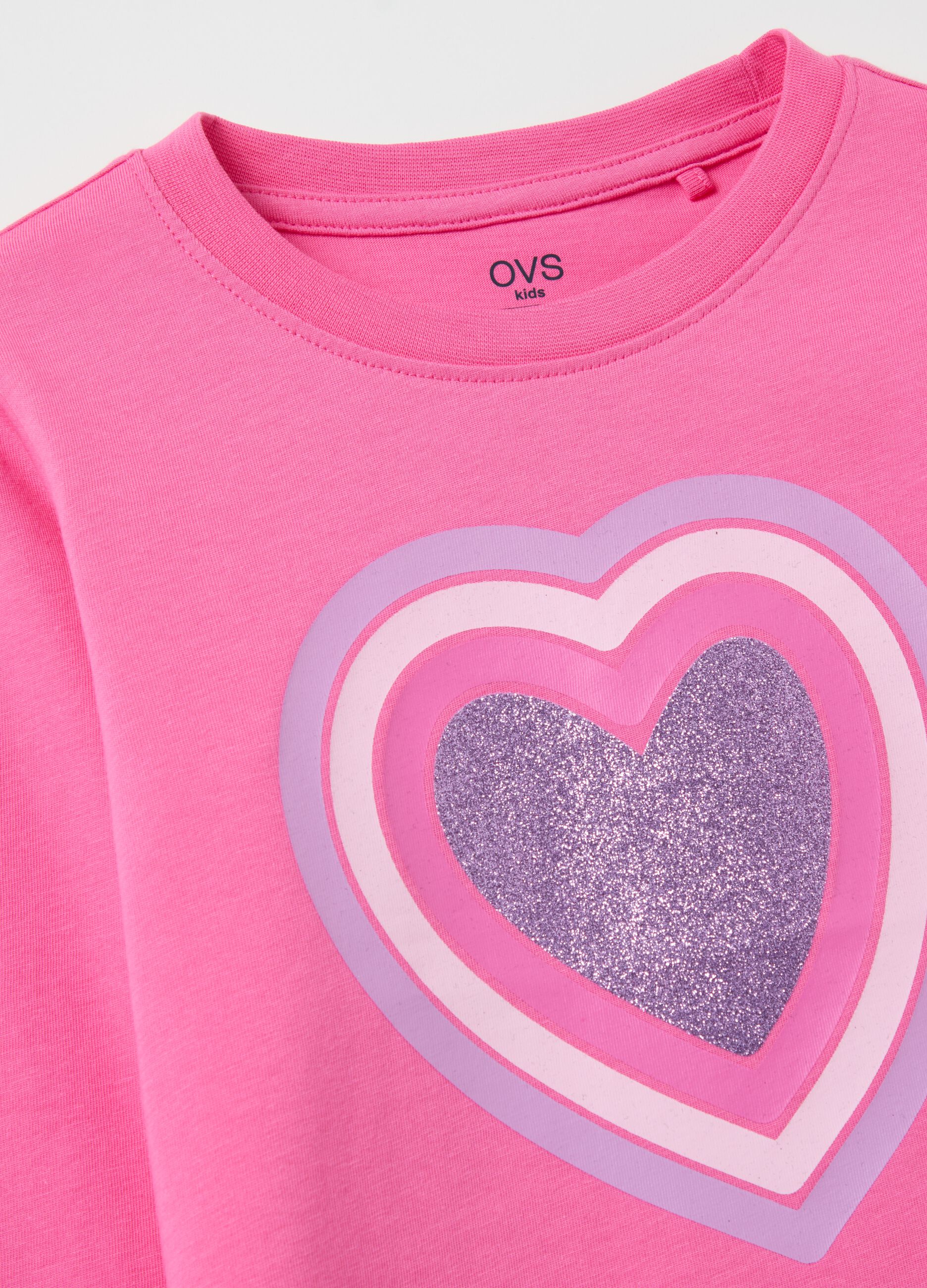 Long-sleeved T-shirt with glitter print