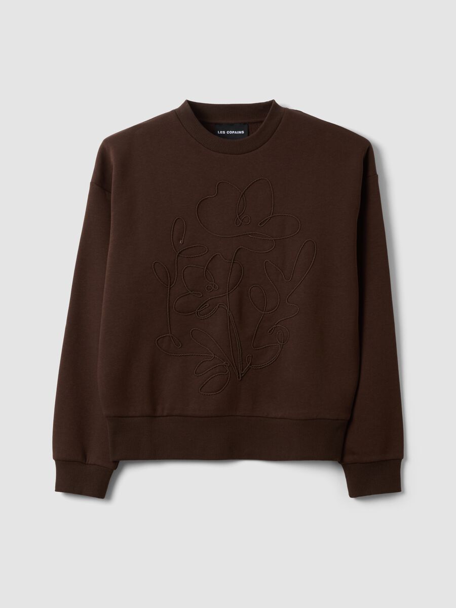 Felpa marrone in misto cotone a girocollo regular fit_4