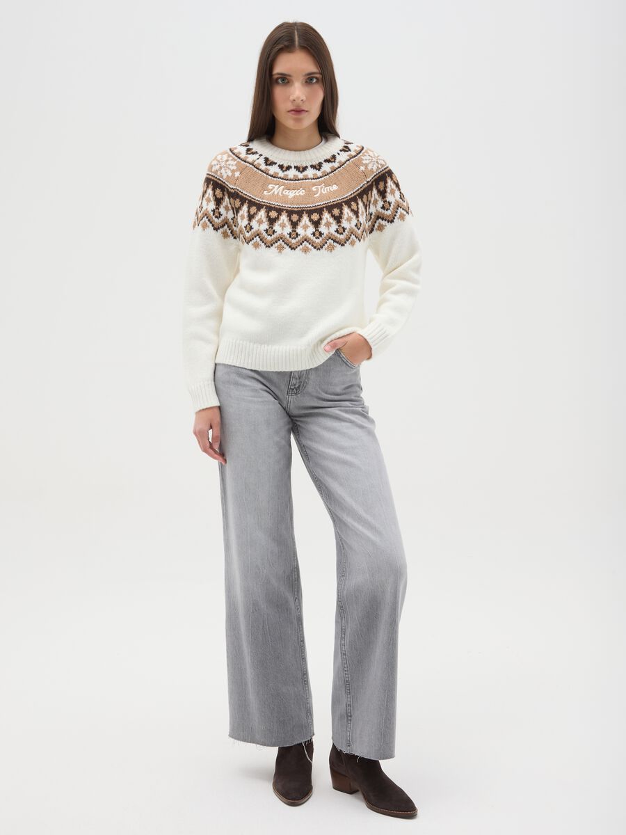 Multicolour regular fit pullover with festive design_1