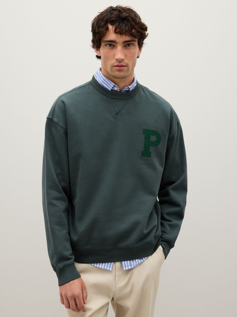 Felpa in puro cotone verde regular fit_1
