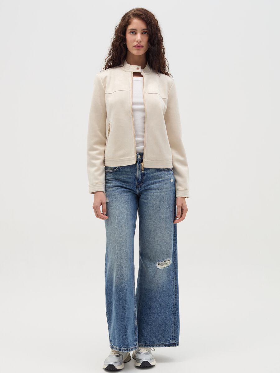 Short full-zip suede jacket_1