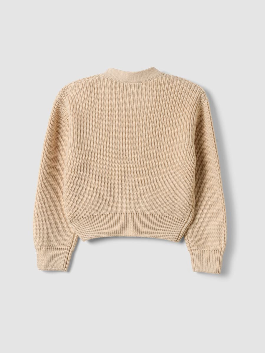 Cardigan beige in misto cotone con bottoni per bambina_1