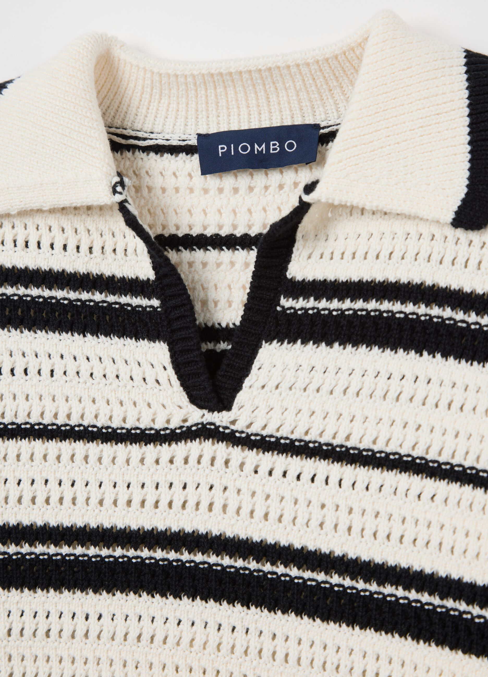 Black and white striped top in cotton