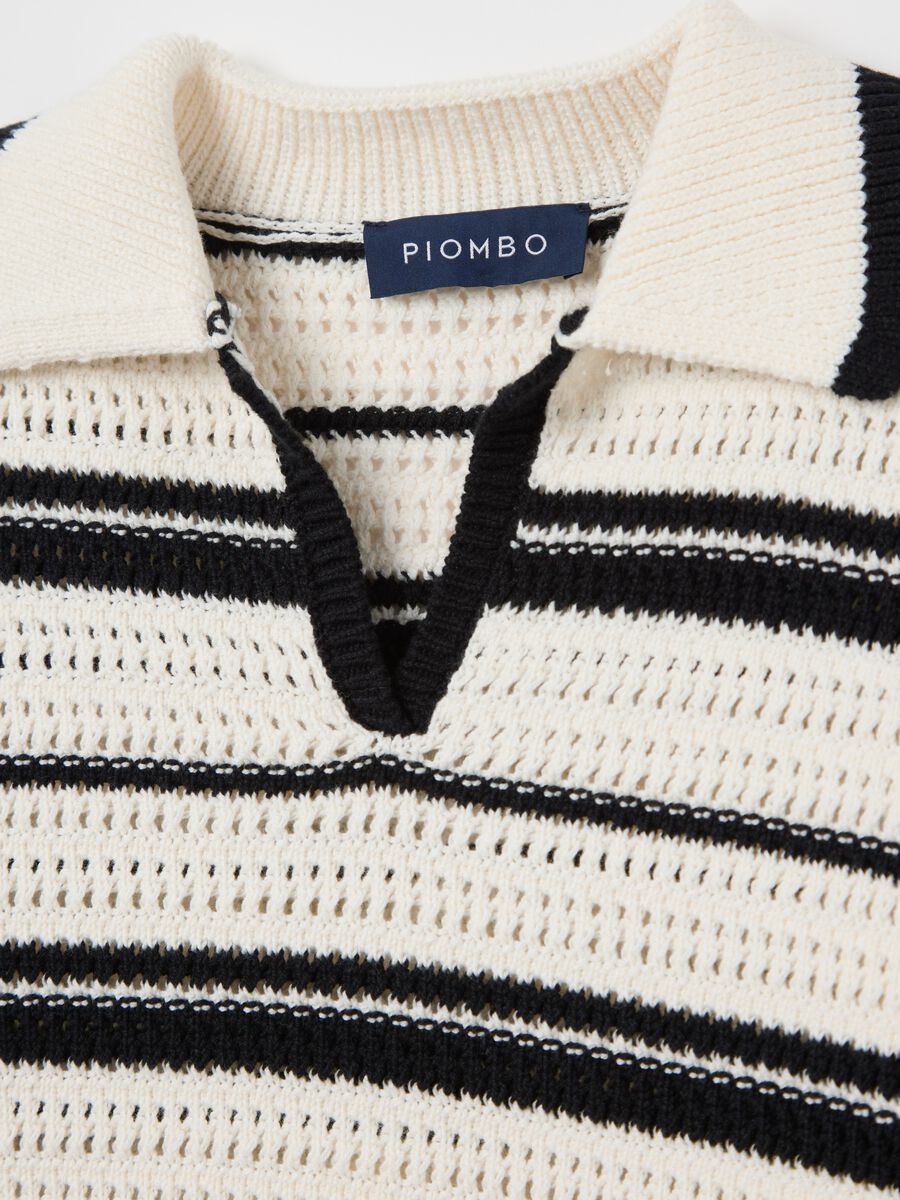 Black and white striped top in cotton_5