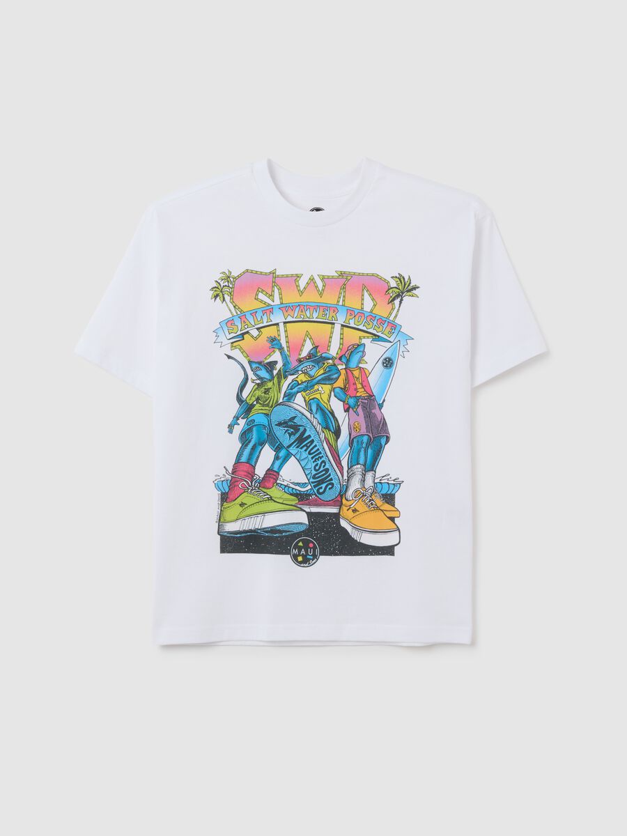 T-shirt da ragazzo in puro cotone bianca regular fit_0