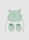 Green Newborn Hat and Booties Set in Cotton_0