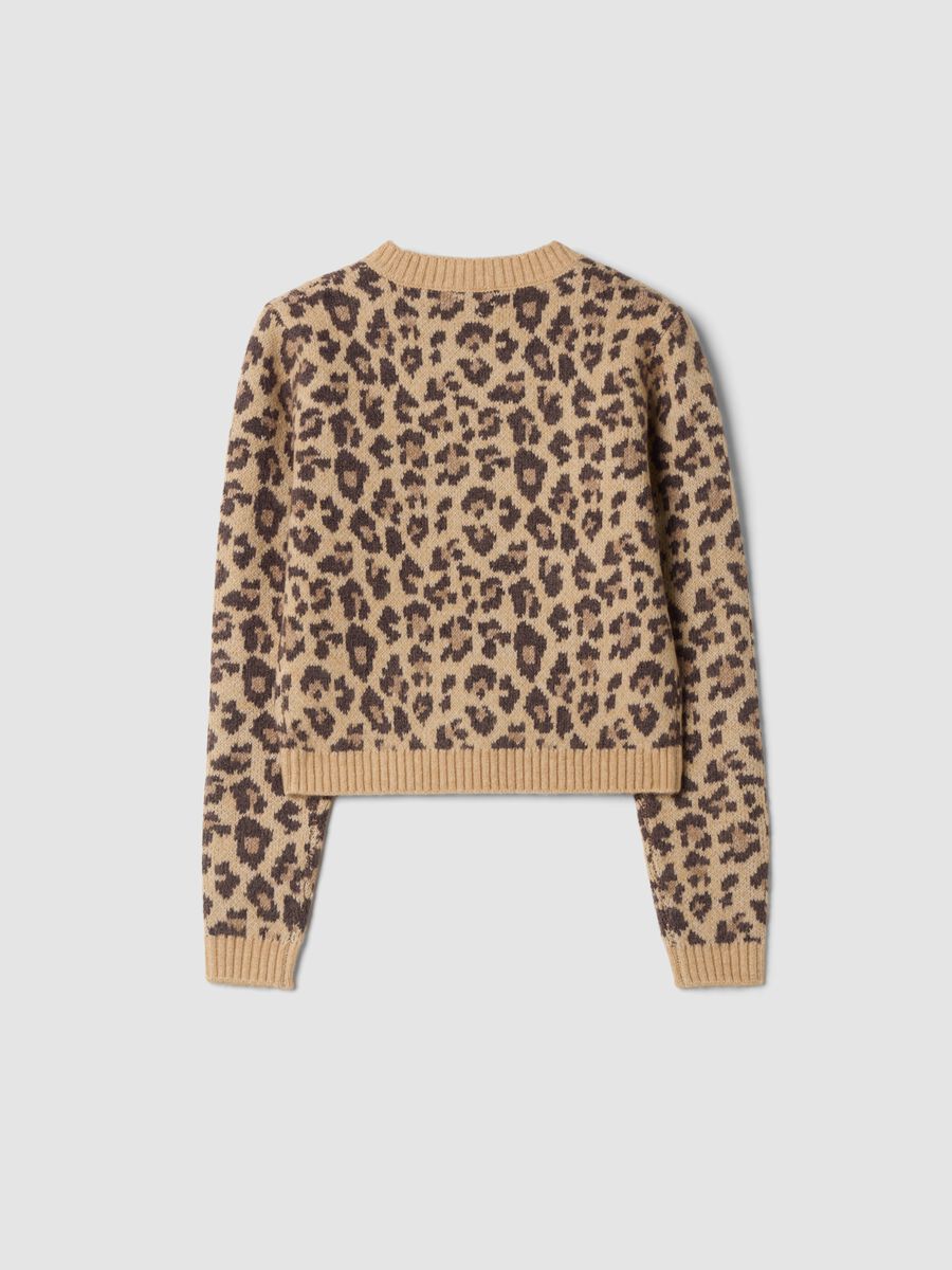 Maglione beige girocollo in lana elasticizzata_1