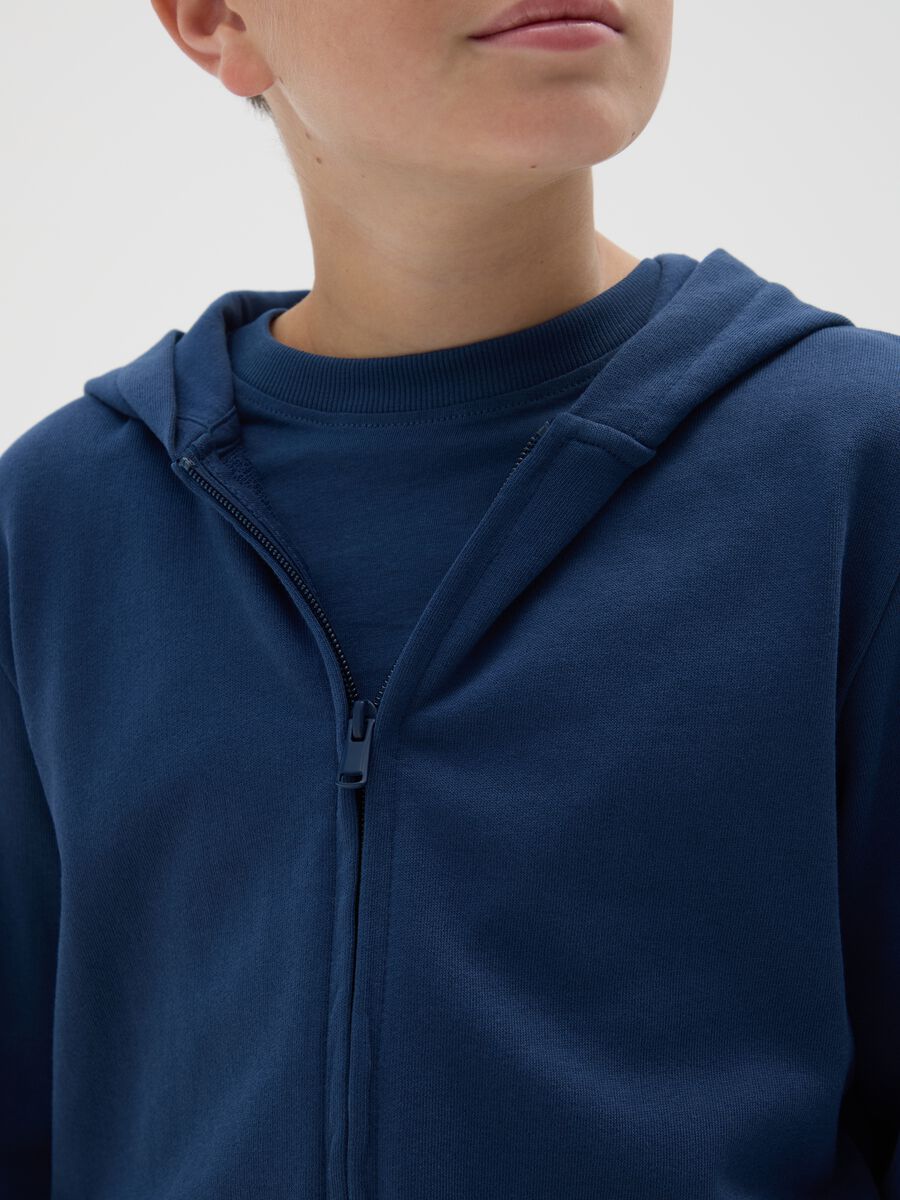 Felpa blu da ragazzo con cappuccio e zip_2