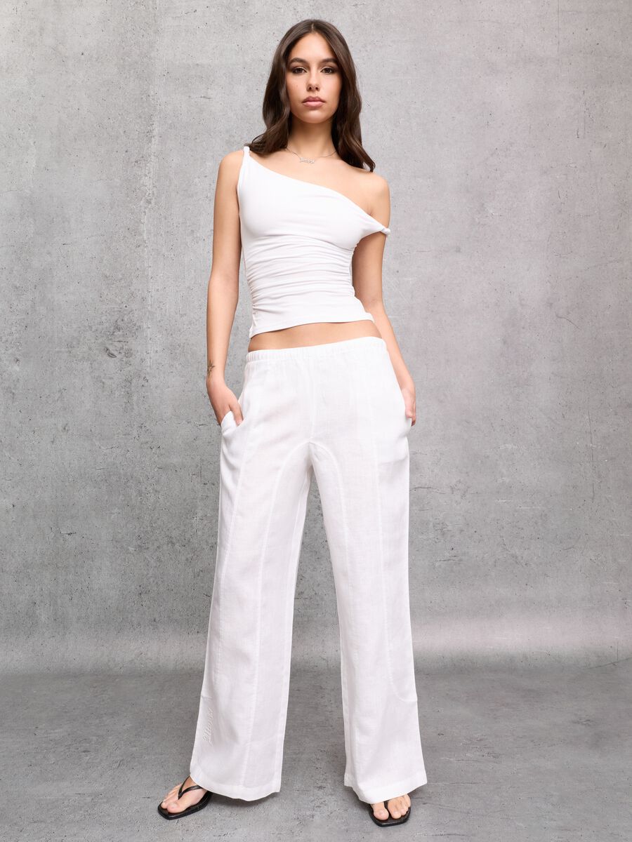 100% Linen Wide-Leg Trousers White_3
