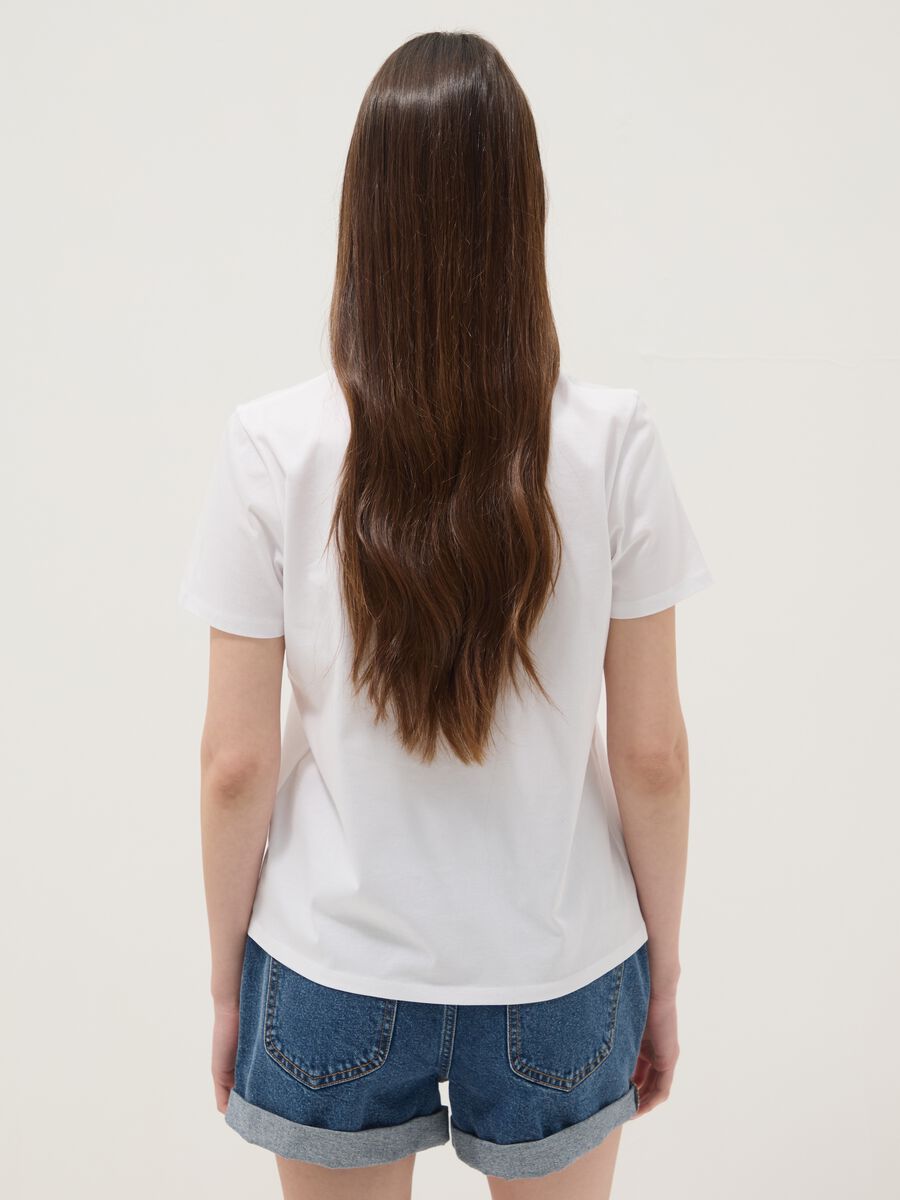 White pure cotton T-shirt with star embroidery_3