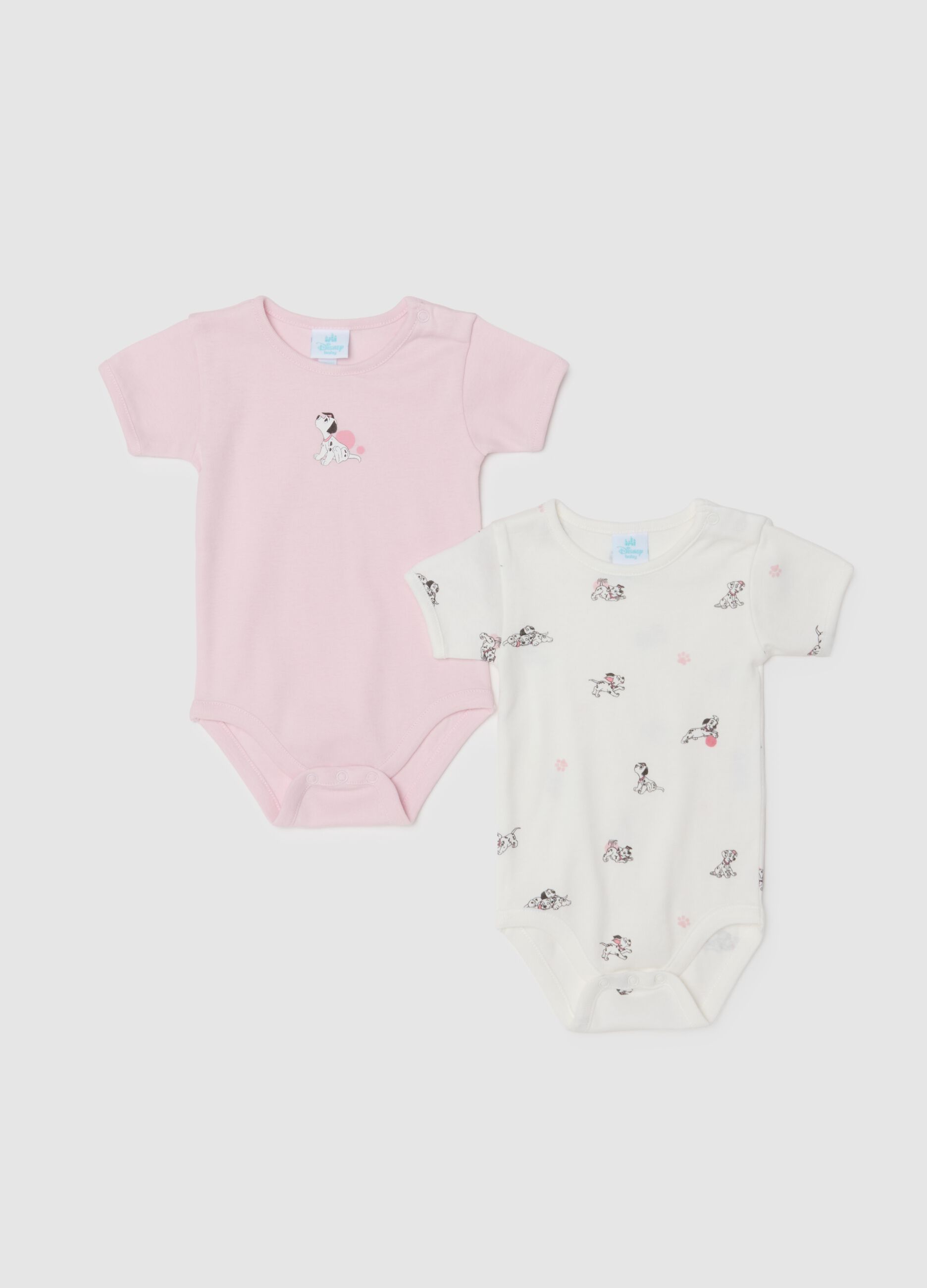 Multicolour baby girl's bodysuit twin pack in pure cotton with prints