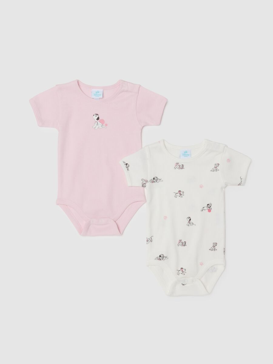 Multicolour baby girl's bodysuit twin pack in pure cotton with prints_0