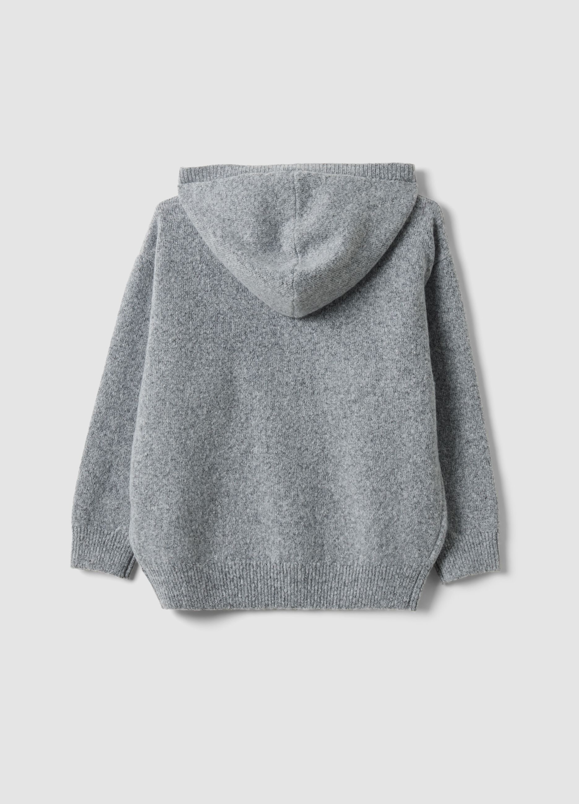 Grey stretch hoodie sweatshirt with print for boys