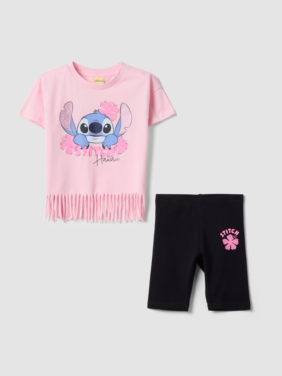 Set in puro cotone multicolor da bambina regular fit con Stitch_0