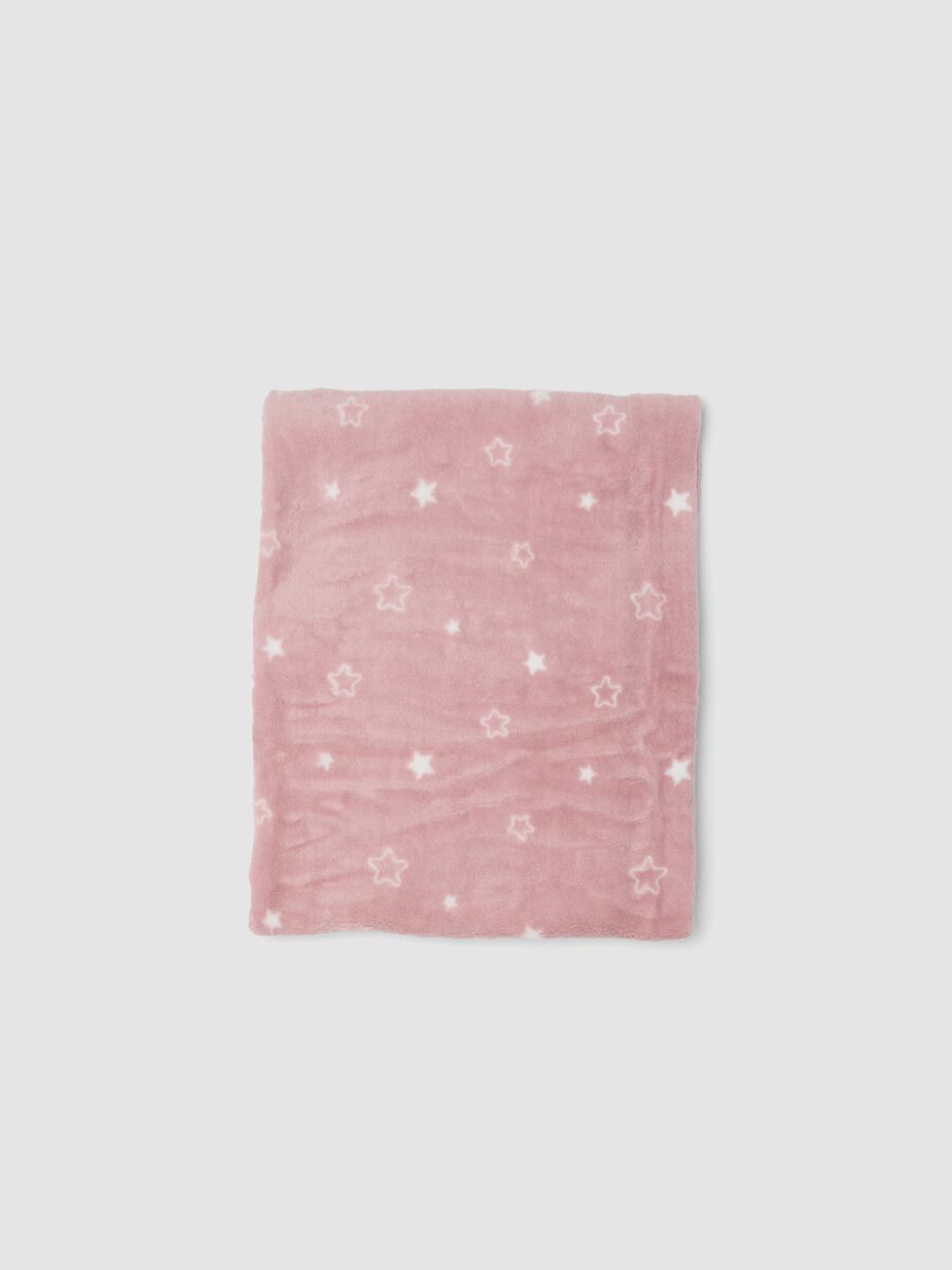 Copertina rosa con stampa stelle per culla effetto pelliccia_2