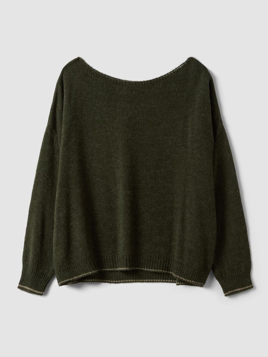 Green regular-fit wool-blend jumper with contrast trim_0