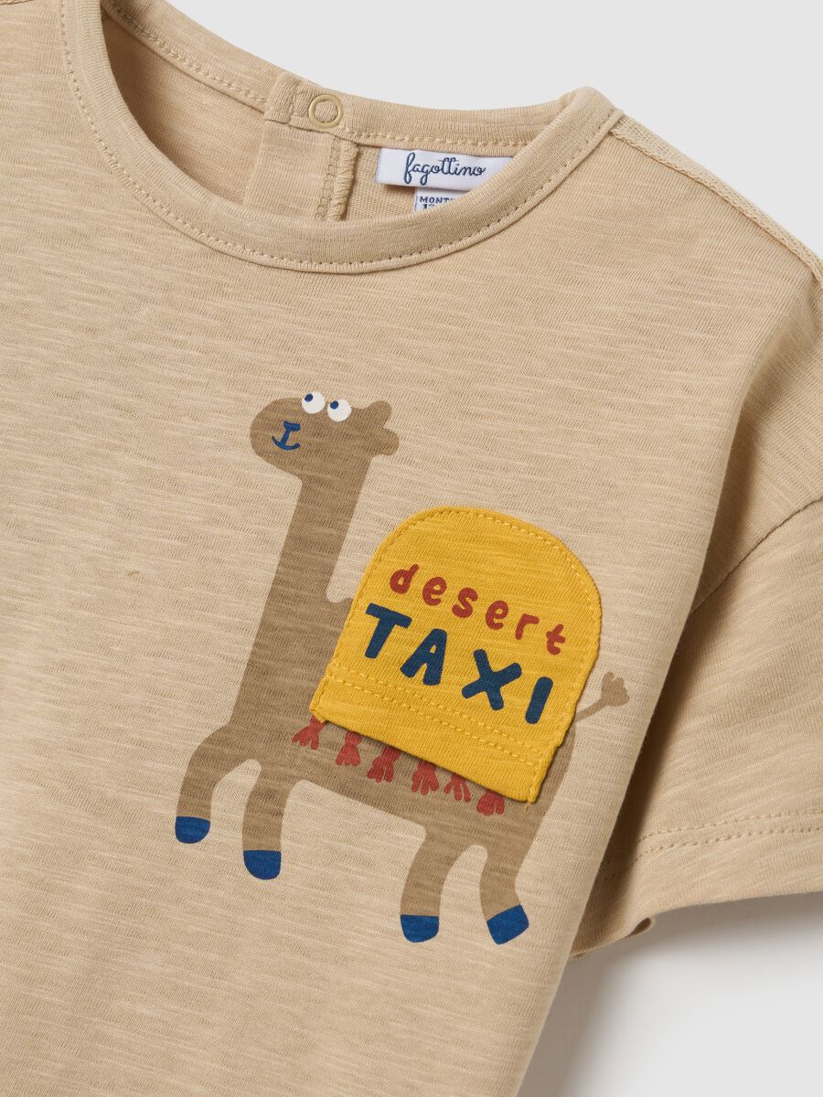 Infant t-shirt in pure beige cotton regular fit_2