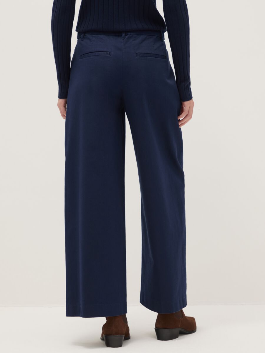 Blue Stretch Cotton Regular Fit Chino Trousers_2