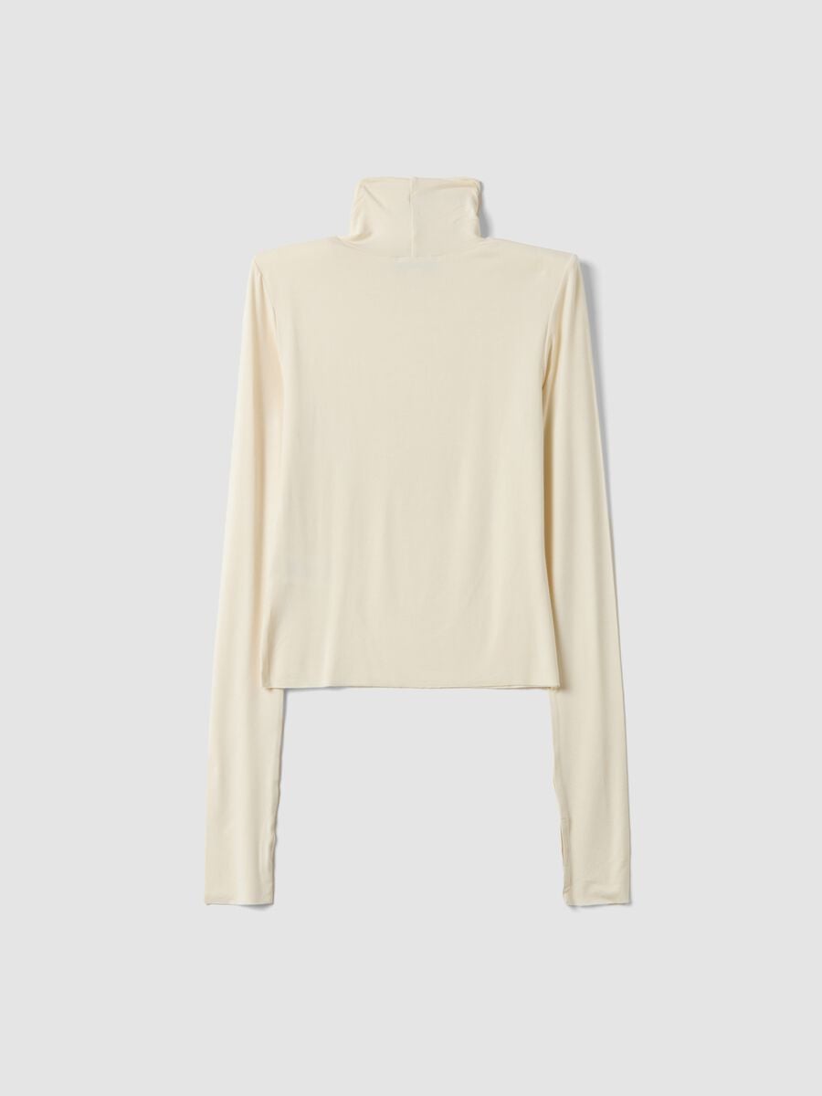 Maglia bianca in viscosa elasticizzata con colletto rialzato slim fit_2