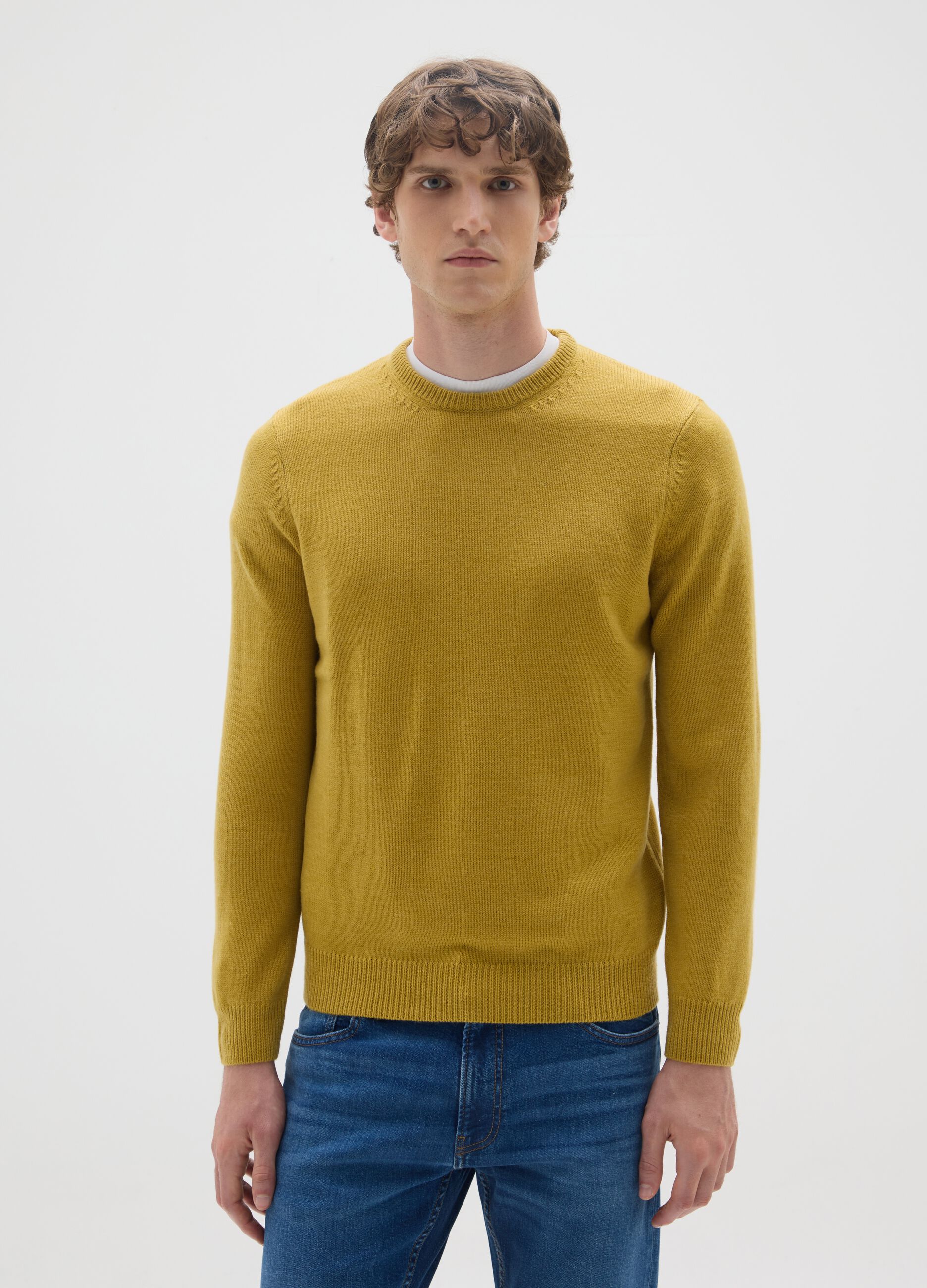 Yellow Regular Fit Sweater