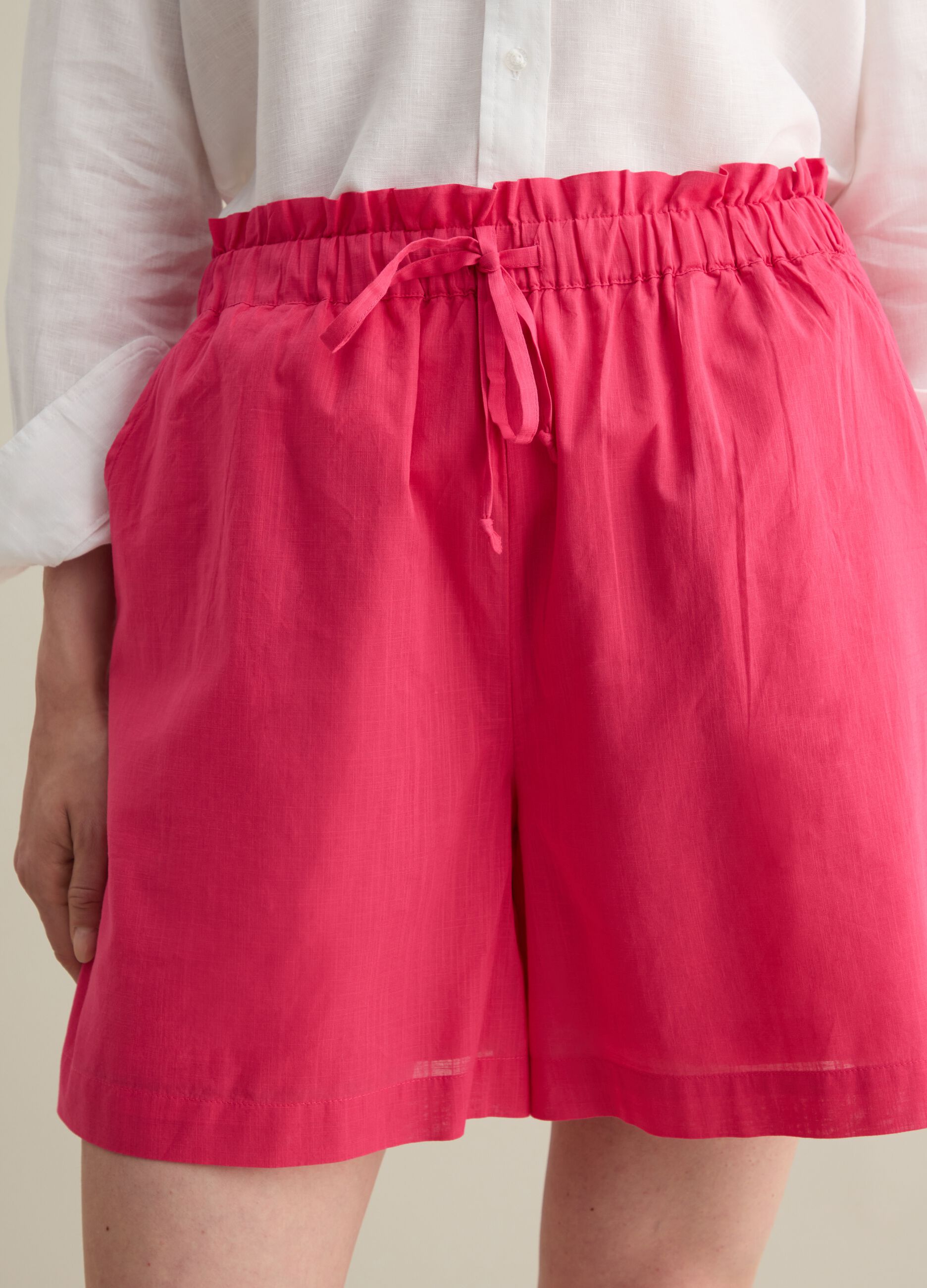 Women's pure cotton pink shorts with regular fit